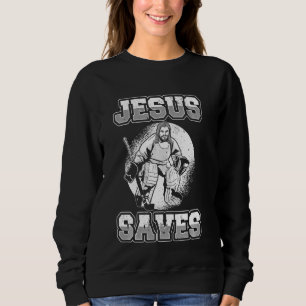 Jesus Saves Goalie Christain Hockey Player Trui