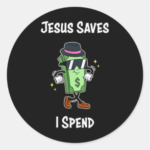 Jesus Saves Ik breng Shirt Grappig Christelijk T-s Ronde Sticker