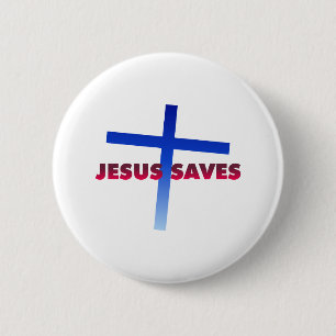 Jesus Saves Ronde Button 5,7 Cm
