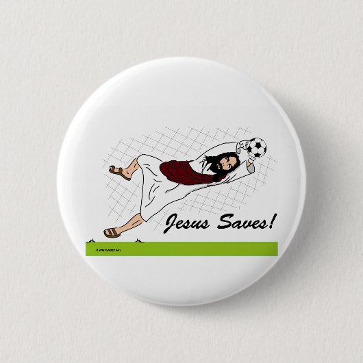 JESUS SAVES! RONDE BUTTON 5,7 CM (Voorkant)