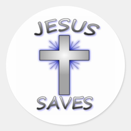 Jesus Saves Ronde Sticker (Voorkant)