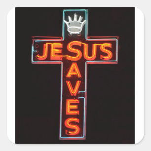 Jesus Saves Sign Vierkante Sticker