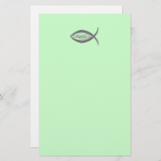 Jesus Savior Fish Symbool Briefpapier (Voorkant / Achterkant)