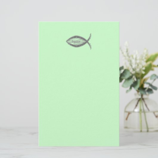 Jesus Savior Fish Symbool Briefpapier (Staand voorkant)
