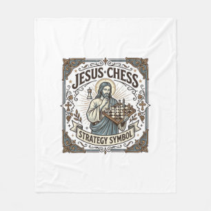 Jesus Schaken Strategie Symbool Jezus Schaken Stra Fleece Deken