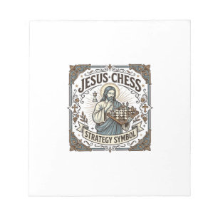 Jesus Schaken Strategie Symbool Jezus Schaken Stra Notitieblok