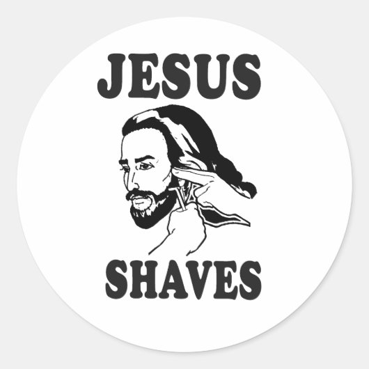 JESUS SCHEERT RONDE STICKER (Voorkant)