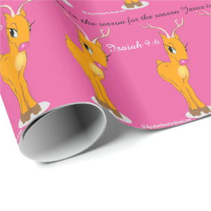 Jesus Season Girl Reindeer Cadeaupapier