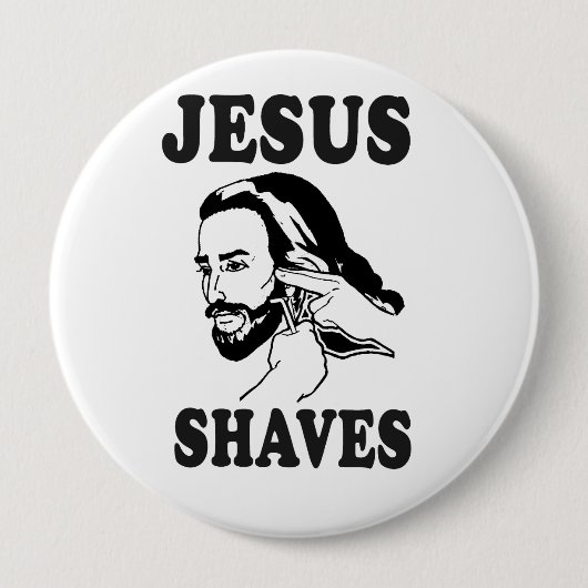 JESUS SHAVES RONDE BUTTON 4,0 CM (Voorkant)