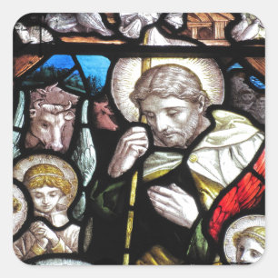 Jesus Shepherd Glas in lood Kunst Vierkante Sticker
