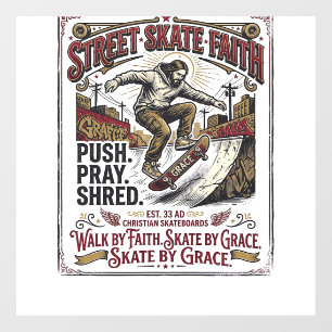 Jesus Skate Longboard T-shirt Christelijk Raamsticker