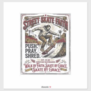 Jesus Skate Longboard T-shirt Christelijk Sticker