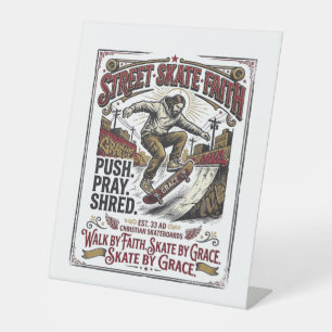 Jesus Skate Longboard T-shirt Christen Reclamebord Met Voetstuk