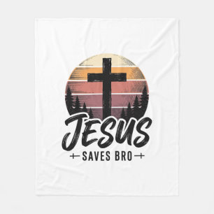 Jesus Slaat Bro Vintage Kruik Kruis Shirt Desi Fleece Deken