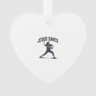 Jesus Slaat Honkbal Pitcher Vintage Gravure T-Shir Ornament