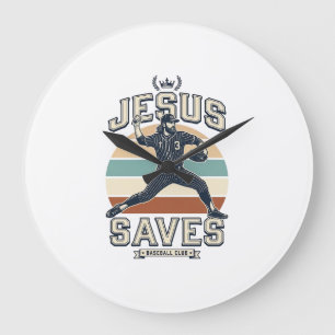 Jesus Slaat Honkbal Vintage Christelijke Vector On Grote Klok