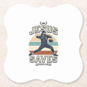 Jesus Slaat Honkbal Vintage Christelijke Vector On Kartonnen Onderzetters