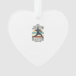 Jesus Slaat Honkbal Vintage Christelijke Vector On Ornament