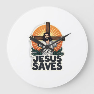 Jesus Slaat Oude Graveergeloof T-shirt (1) Grote Klok