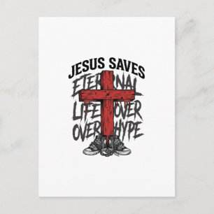 Jesus Slaat Oude Kruis Christelijke Streetwear Shi Briefkaart
