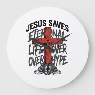 Jesus Slaat Oude Kruis Christelijke Streetwear Shi Grote Klok