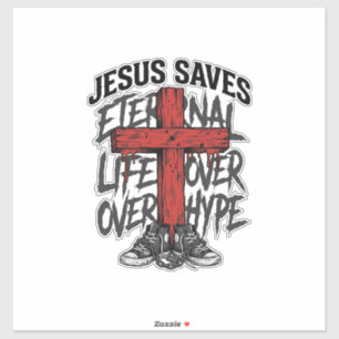 Jesus Slaat Oude Kruis Christelijke Streetwear Shi Sticker