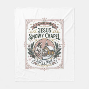 Jesus Sneeuwkapel Jezus Sneeuwkapel Christelijk Ge Fleece Deken
