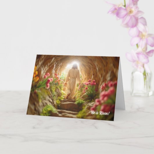 Jésus Sortant de la Tombe du Jardin Carte de Pâque (Orchidée)