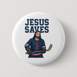 Jesus Spaart Hockey Keeper Christelijke Hockey Rel Ronde Button 5,7 Cm