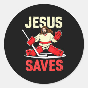 Jesus Spaart IJshockey Keeper Speler Christelijk L Ronde Sticker