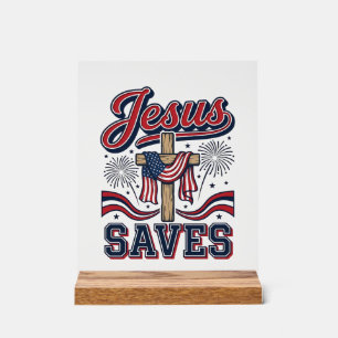 Jesus Spaart Patriottische Christelijke Vintage T- Acryl Bord