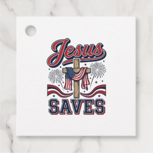 Jesus Spaart Patriottische Christelijke Vintage T- Bedankjes Labels