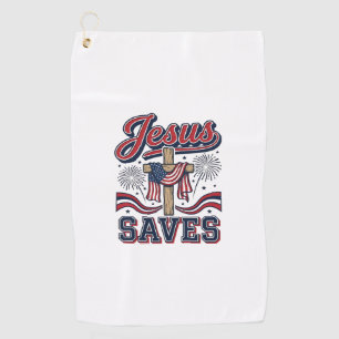 Jesus Spaart Patriottische Christelijke Vintage T- Golfhanddoek