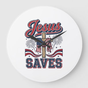 Jesus Spaart Patriottische Christelijke Vintage T- Grote Klok