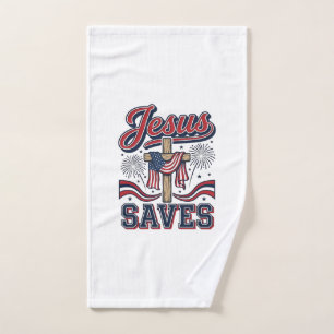 Jesus Spaart Patriottische Christelijke Vintage T- Handdoek