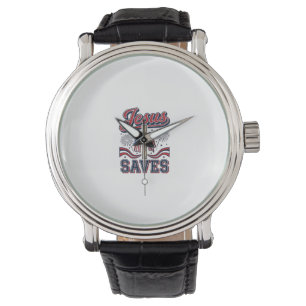 Jesus Spaart Patriottische Christelijke Vintage T- Horloge