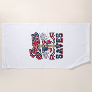 Jesus Spaart Patriottische Christelijke Vintage T- Strandlaken