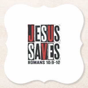 Jesus Spaart Romeinen 10_9 Christelijk Vintage T-s Kartonnen Onderzetters