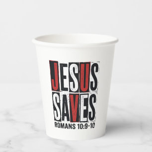 Jesus Spaart Romeinen 10_9 Christelijk Vintage T-s Papieren Bekers