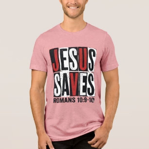 Jesus Spaart Romeinen 10_9 Christelijk Vintage T-s Tri-Blend Shirt