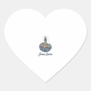 Jesus Spaart Vintage Vuurtoren Christelijk T-shirt Hart Sticker