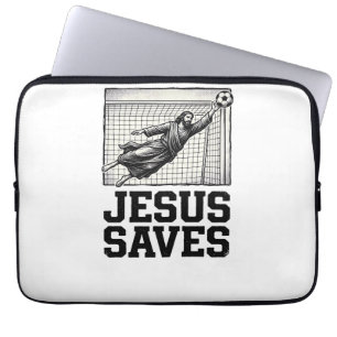 Jesus Spaart Voetbal Keeper Vintage Gravure Shirt_ Laptop Sleeve