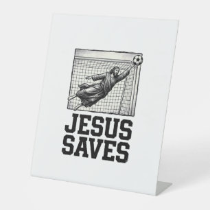 Jesus Spaart Voetbal Keeper Vintage Gravure Shirt_ Reclamebord Met Voetstuk