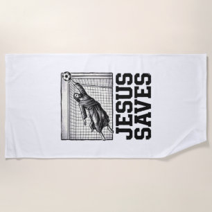 Jesus Spaart Voetbal Keeper Vintage Gravure Shirt_ Strandlaken