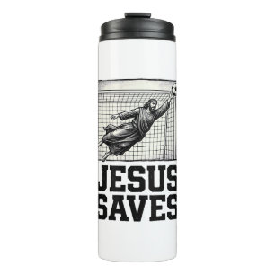 Jesus Spaart Voetbal Keeper Vintage Gravure Shirt_ Thermosbeker
