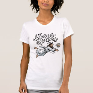 Jesus Spaart Volleybal Vintage Christelijk T-Shirt