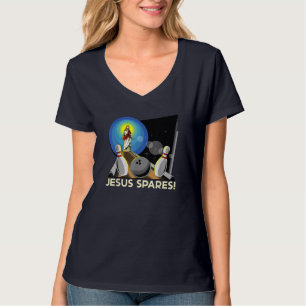 Jesus Spares Funny Christelijke Bowling Pun T-shirt