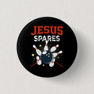 Jesus Spares Grappige Christelijke Bowling Bowler  Ronde Button 3,2 Cm