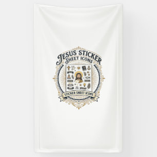 Jesus sticker sheet pictogrammen Jesus sticker she Spandoek