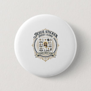 Jesus sticker sheet pictogrammen Jezus sticker she Ronde Button 5,7 Cm